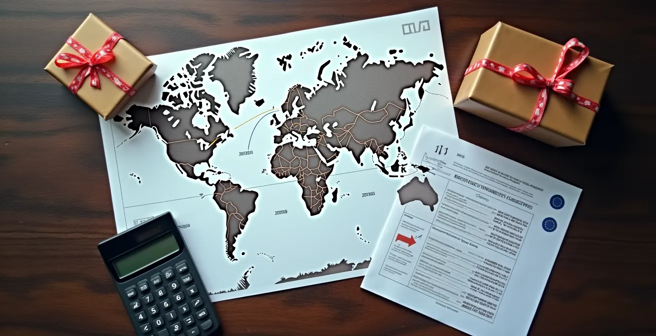 Documents de transport international et formulaires fiscaux européens disposés sur un bureau