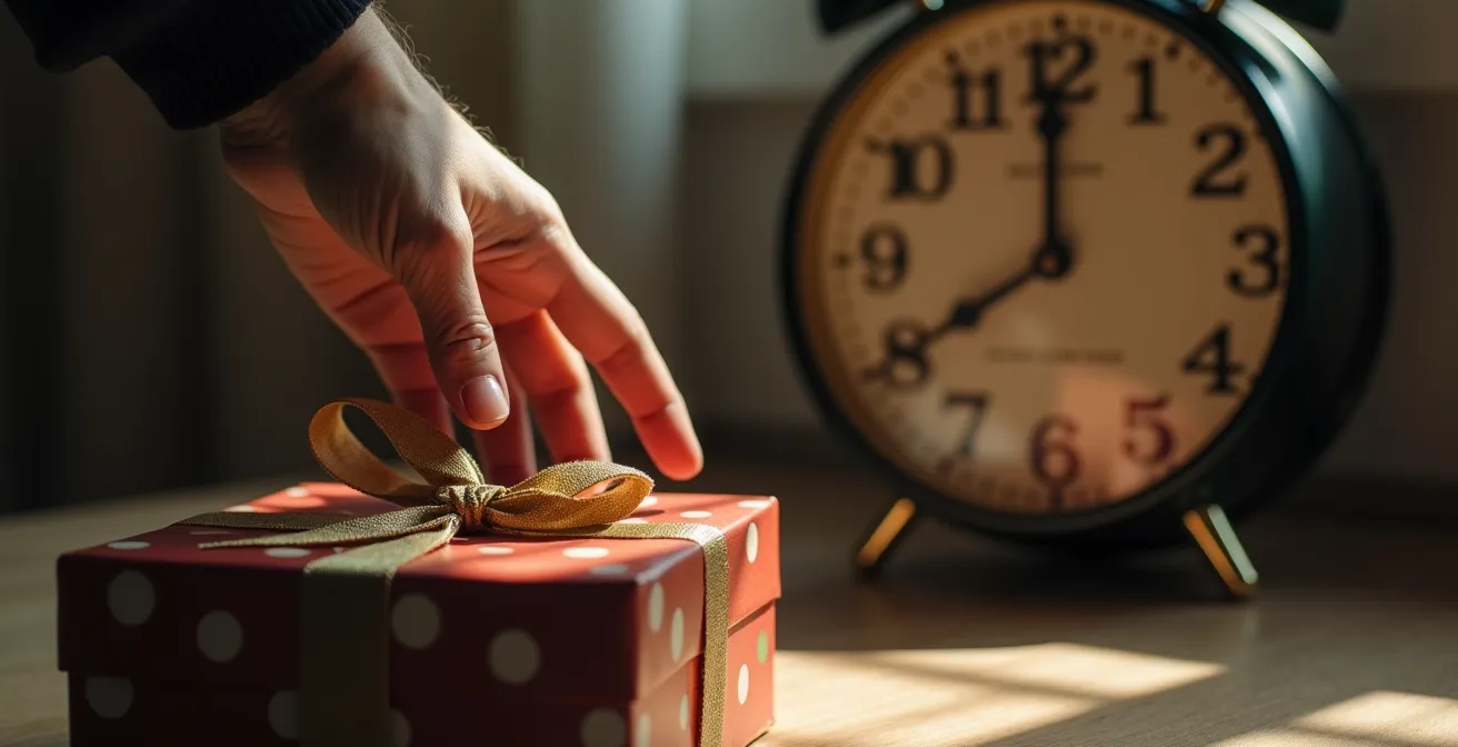 Composition visuelle contrastant une horloge avec un inventaire de produits pour illustrer les leviers psychologiques